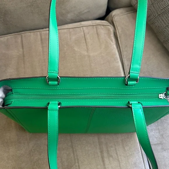 Palm Green Michael Kors Samira Large Pebbled Leather Tote Bag--"Palm Green" - Picture 6 of 8